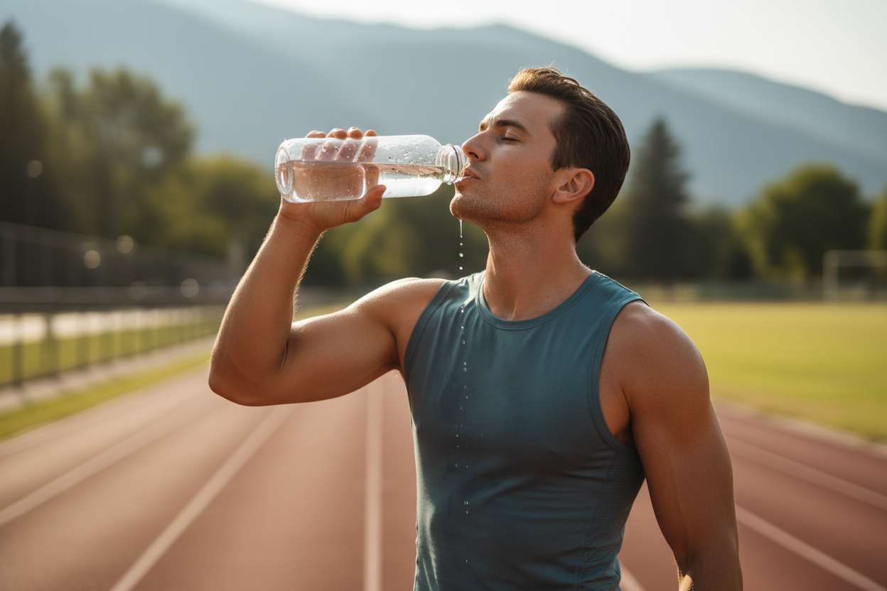 sporter die water drinkt